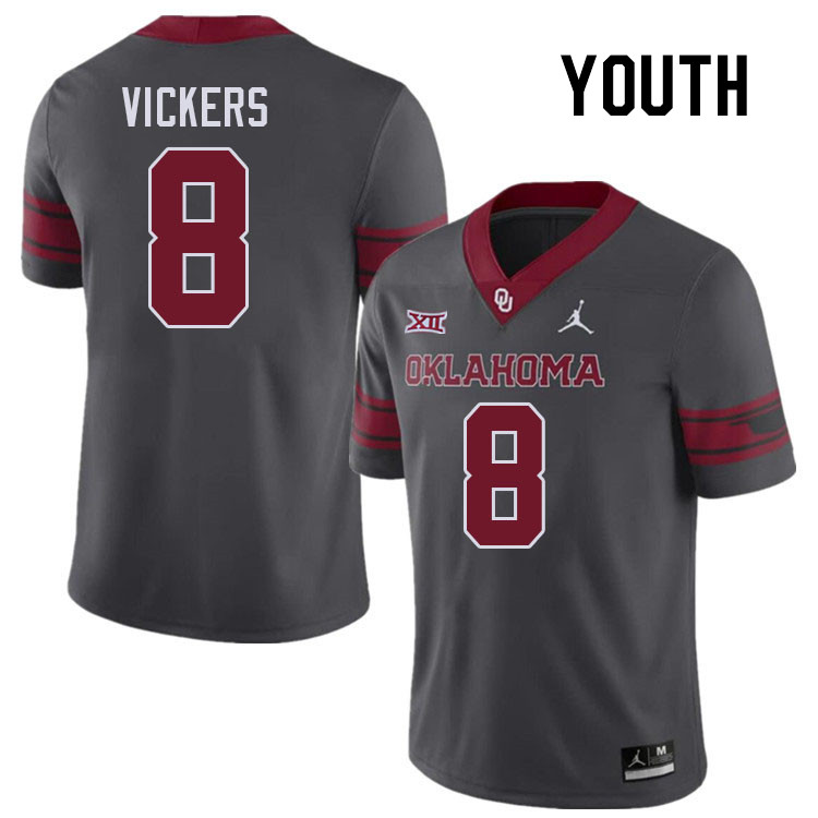 Youth #8 Makari Vickers Oklahoma Sooners College Football Jerseys Stitched-Charcoal